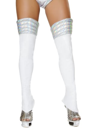 Lw4739-wht-slvr-o-s Space Girl Leggings Costume, White & Silver - One Size