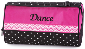 Crr-02gym Gymnast Chevron Ribbon Duffel Bag With Polka-dots, Hot Pink & White