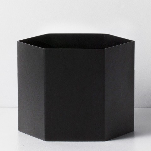 4179 16 X 18 Cm Hexagon Pot, Black - Extra Large