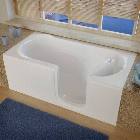 30 X 60 In. Soaking Step-in Bathtub, Right Drain - White