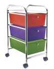 080020 Early Childhood Resources Rolling Cart With 3 Drawer, 26 X 13 X 15.25 In., Multiple Color