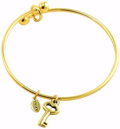 Bracelet-bangle-gold Key With Adjustable Wire-gift Boxed