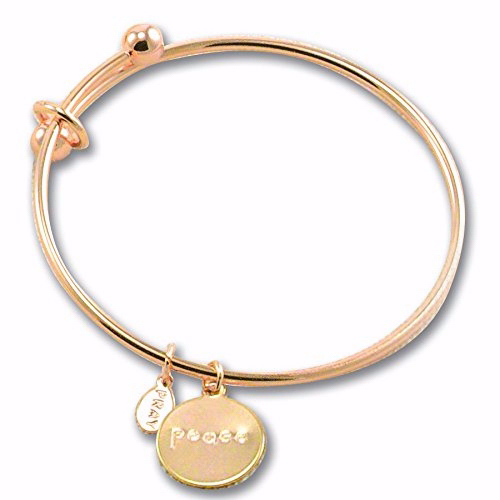Bracelet-bangle-rose Gold Peace Charm With Adjustable Wire-gift Boxed