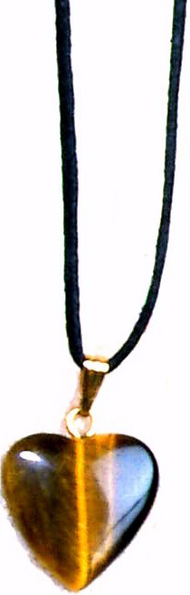 78759 Necklace-tiger Eye Heart On 31 In. Adjustable Black Cord