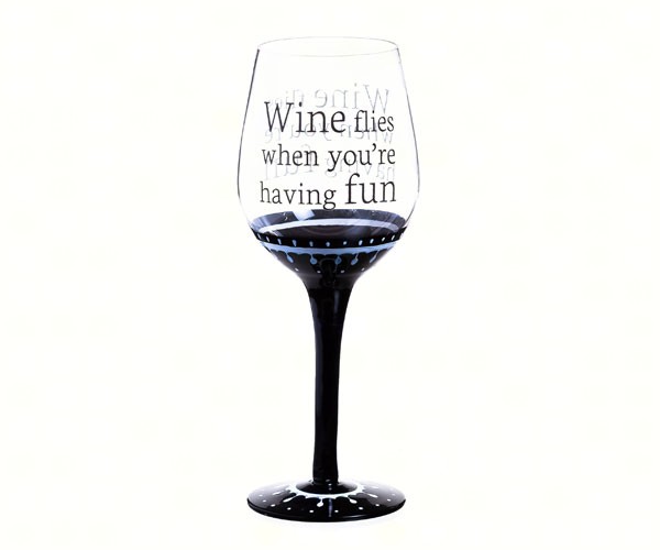 Eg3cwg5210c Classic Black Ink Wine Glass - Wine Flies When Youre Having Fun