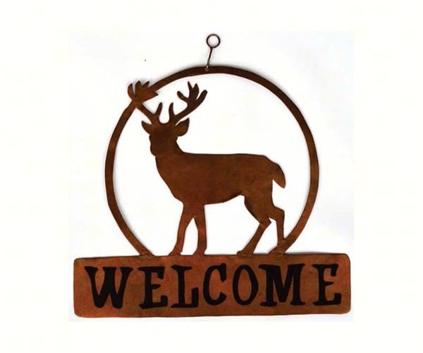 Geblueg529 Deer Round Welcome Sign
