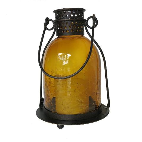 84069-lc Monaco Glass Led Candle Lantern - Amber
