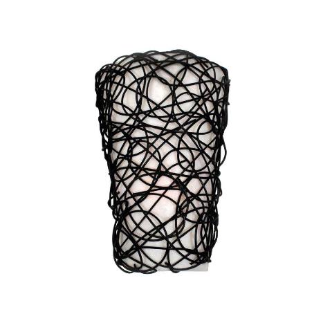 Iel-2100 White Shade With Black Wicker And Flicker Sconce - Indoor Only