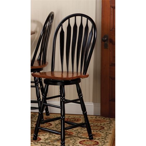 Sunset Trading 24" Swivel Barstool In Antique Black And Cherry