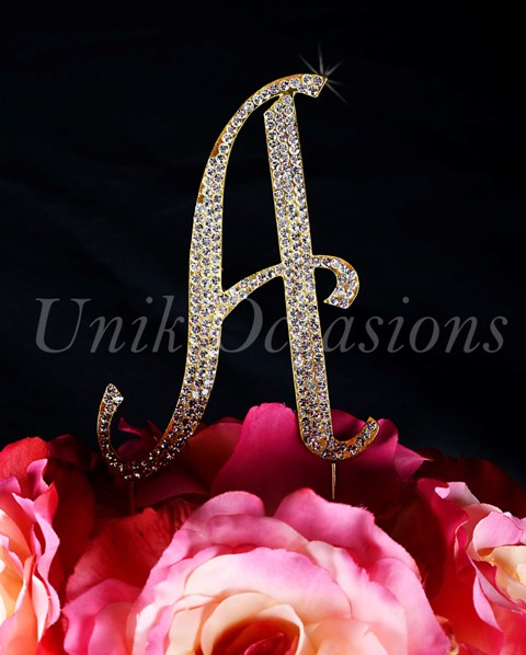 Sparkling Collection Monogram Cake Topper Letter A, Gold, Small