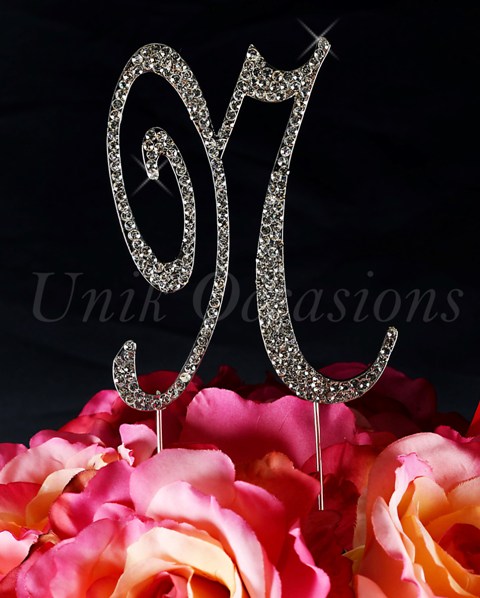 Sparkling Collection Monogram Cake Topper Letter N, Silver, Small