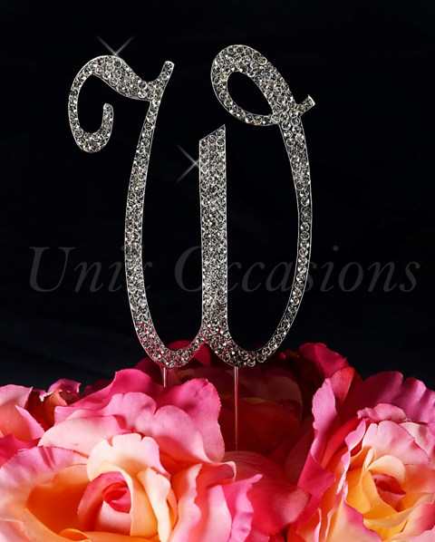 Sparkling Collection Monogram Cake Topper Letter W, Silver, Small