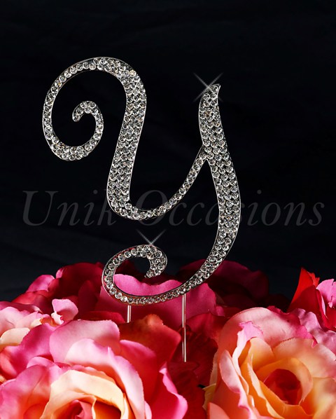 Sparkling Collection Monogram Cake Topper Letter Y, Silver, Extra Large