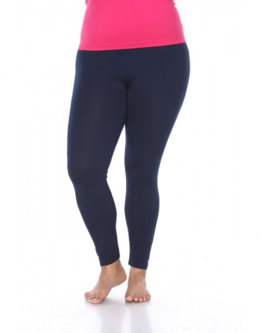 Ps208-02 Stretch Solid Womens Leggings, Navy - One Size