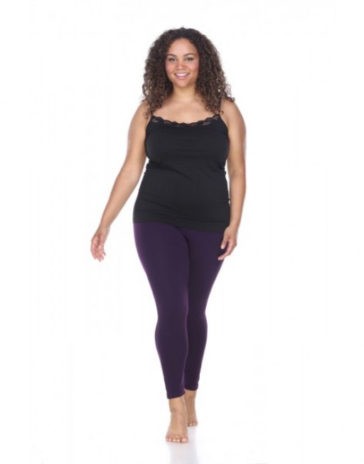 Ps208-07 Stretch Solid Womens Leggings, Purple - One Size