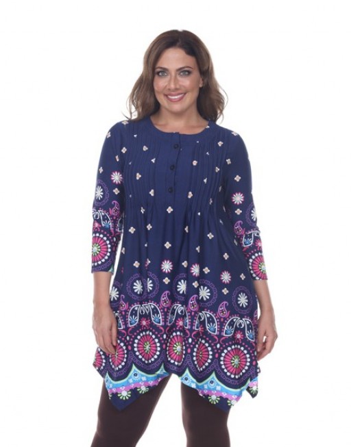 Ps1326-02-1xl Plus Lucy Top & Tunic, Navy - 1xl