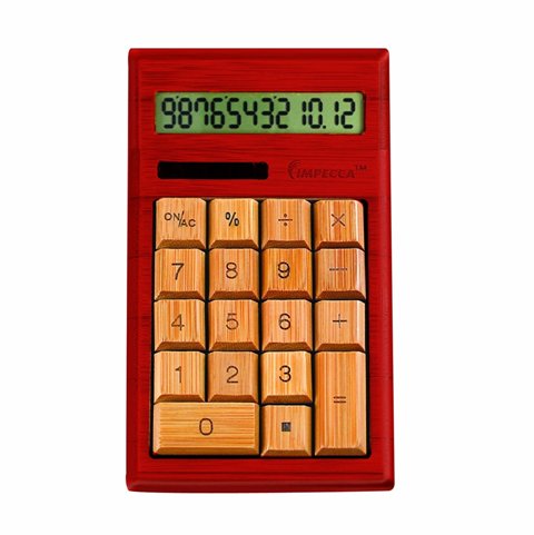 Impecca Cb1204 Bamboo Desktop Calculator Mahogany Color
