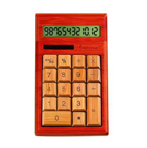 Impecca Cb1205 Bamboo Desktop Calculator Cherry Color