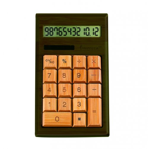 Impecca Cb1203 Bamboo Desktop Calculator Walnut Color