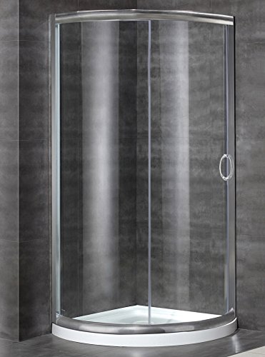 Global Sd908-tr-ss-40-5 Semi-frameless Round Shower Enclosure In Stainless Steel With Base