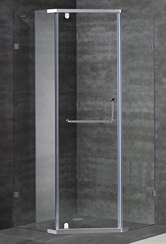Global Sen973-ss-38-10 Neo - Angle Semi-frameless Shower Enclosure In Stainless Steel - 38 X 38 In.