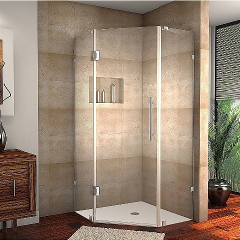 Global Sen986-ss-34-10 Neoscape 34 X 34 In. 72 In Completely Frameless Neo - Angle Shower Enclosure In Stainless Steel
