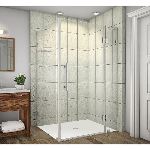 Global Sen992-ss-4836-10 Avalux 48 X 36 X 72 In. Completely Frameless Shower Enclosure With Glass Shelves In Stainless Steel
