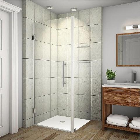 Global Sen993-ss-34-10 Aquadica 34 X 34 X 72 In. Completely Frameless Square Shower Enclosure With Glass Shelves In Stainless Steel