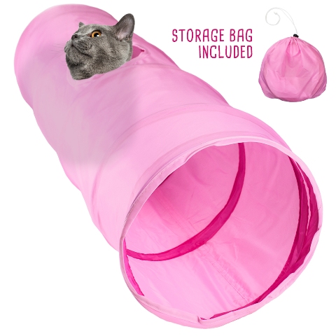 Brybellyholdings Actn-001 20 In. Pink Krinkle Cat Tunnel With Peek Hole And Storage Bag