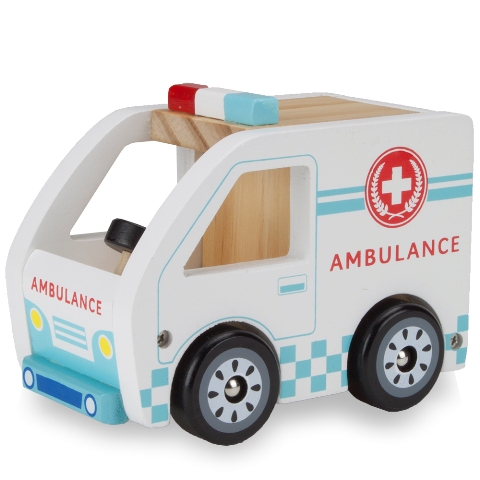 Brybellyholdings Tveh-001 Wooden Wheels Natural Beech Wood Ambulance