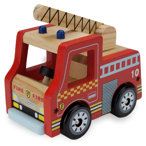 Brybellyholdings Tveh-003 Wooden Wheels Natural Beech Wood Fire Engine