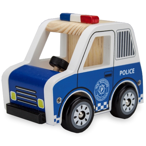 Brybellyholdings Tveh-005 Wooden Wheels Natural Beech Wood Police Cruiser