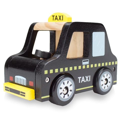 Brybellyholdings Tveh-007 Wooden Wheels Natural Beech Wood Taxi Cab