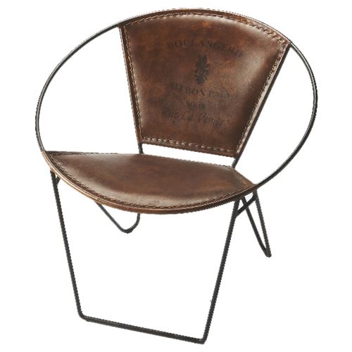 6168344 Brown Leather Accent Chair, 16.5 In.