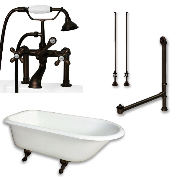 Rr55-463d-6-pkg-orb-7dh Cast-iron Rolled Rim Clawfoot Tub, Oil Rubbed Bronze - 55 X 30 In.