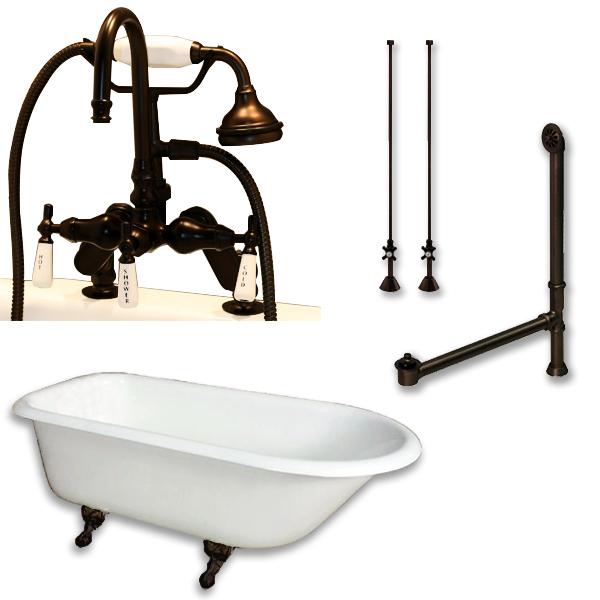 Rr55-684d-pkg-orb-7dh Cast-iron Rolled Rim Clawfoot Tub, Oil Rubbed Bronze - 55 X 30 In.