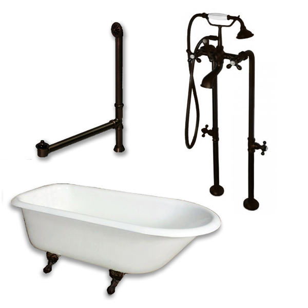 Rr61-398463-pkg-orb-nh Cast-iron Rolled Rim Clawfoot Tub, Oil Rubbed Bronze - 61 X 30 In.