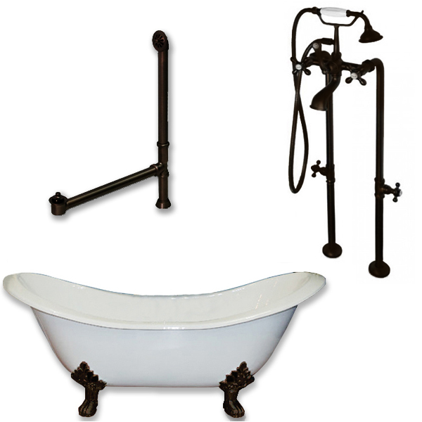 Des-398463-pkg-orb-nh Cast Iron Double Ended Slipper Tub, Oil Rubbed Bronze - 71 X 30 In.
