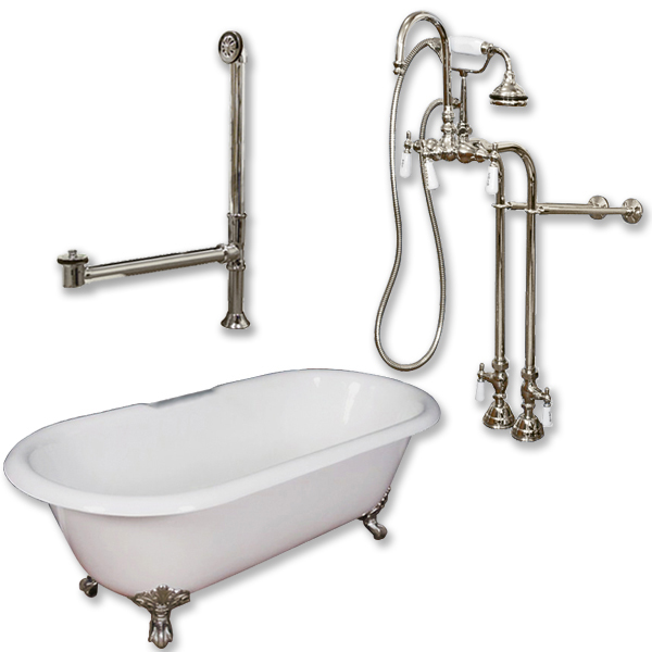 De67-398684-pkg-bn-nh Cast Iron Double Ended Clawfoot Tub, Brushed Nickel - 67 X 30 In.