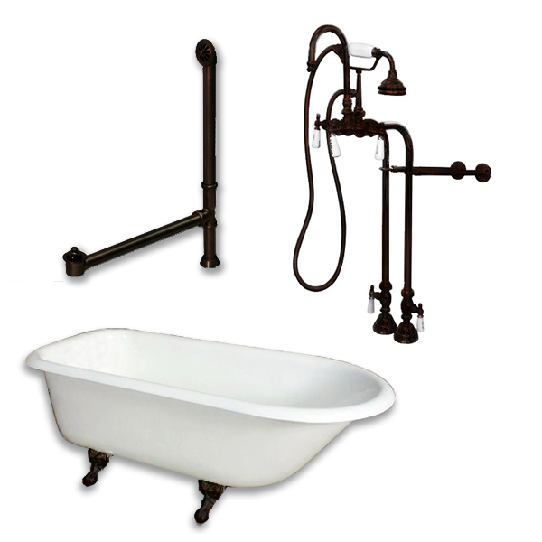 Rr61-398684-pkg-orb-nh Cast-iron Rolled Rim Clawfoot Tub, Oil Rubbed Bronze - 61 X 30 In.