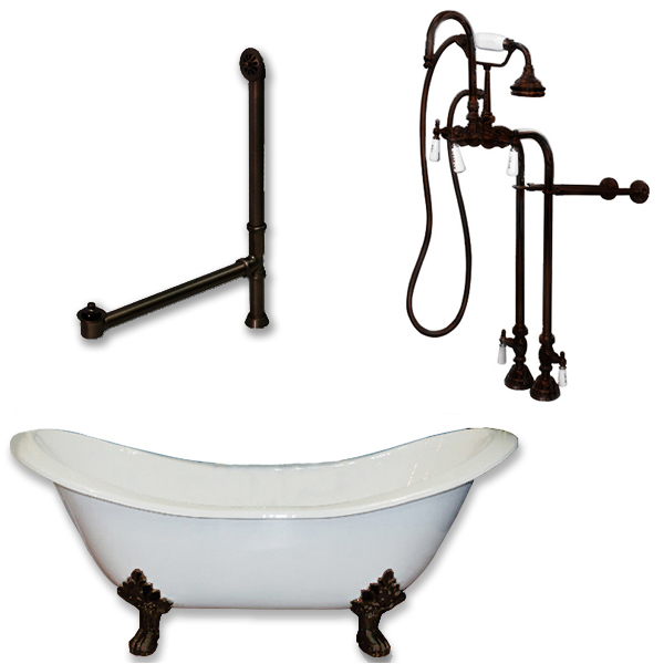 Des-398684-pkg-orb-nh Cast Iron Double Ended Slipper Tub, Oil Rubbed Bronze - 71 X 30 In.