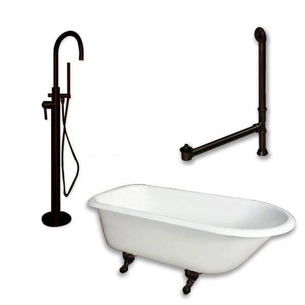 Rr55-150-pkg-orb-nh Cast-iron Rolled Rim Clawfoot Tub, Oil Rubbed Bronze - 55 X 30 In.