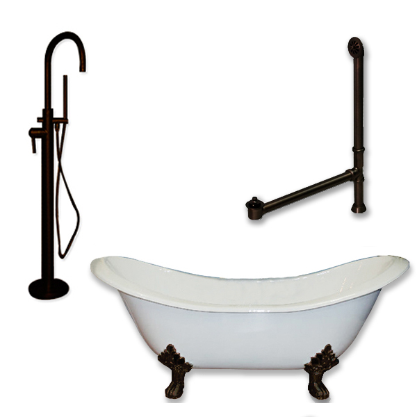 Des-150-pkg-orb-nh Cast Iron Double Ended Slipper Tub, Oil Rubbed Bronze - 71 X 30 In.