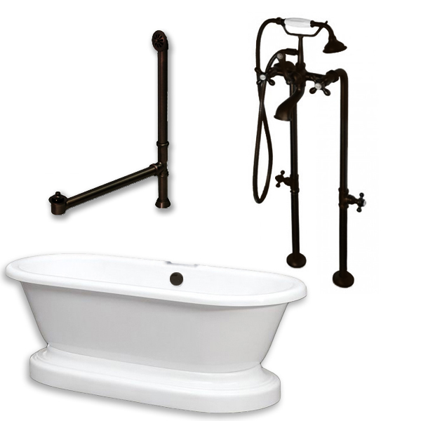 Adep-398463-pkg-orb-nh Acrylic Double Ended Pedestal Bath Tub, Oil Rubbed Bronze - 70 X 30 In.