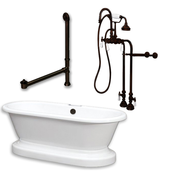 Adep-398684-pkg-orb-nh Acrylic Double Ended Pedestal Bath Tub, Oil Rubbed Bronze - 70 X 30 In.