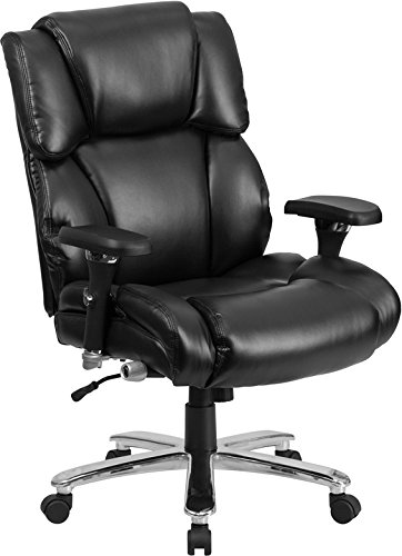 Executive Swivel Chair - Black Leather - High Back - Lumbar Support