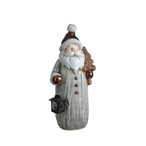 23.75 In. Weathered Santa Claus With Tea Light Candle Lantern & Tree Decorative Christmas Figure