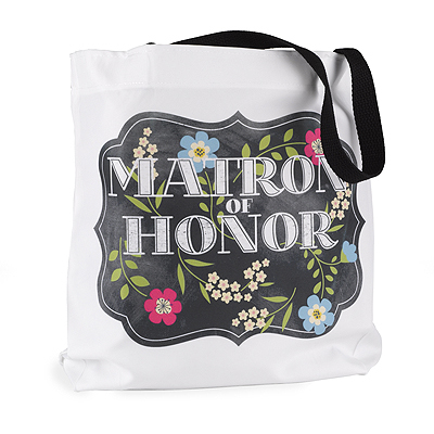 Hortense B Hewitt 38951p Matron Of Honor Personalized Chalkboard Floral Tote Bag