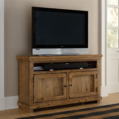 P608e-54 Willow Casual Style 54 In. Media Console Table, Distressed Pine