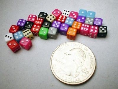 Miniature Dice-assorted Opaque 5 Mm D6, Pack Of 30